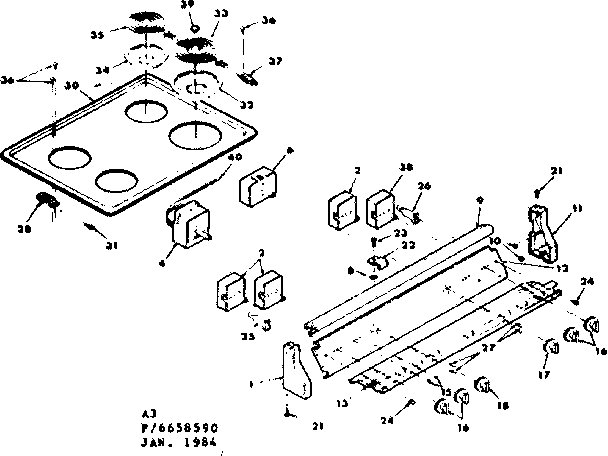 Control panel & cooktop assemblies