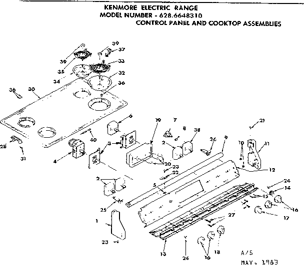 Control panel and cooktop assemblies