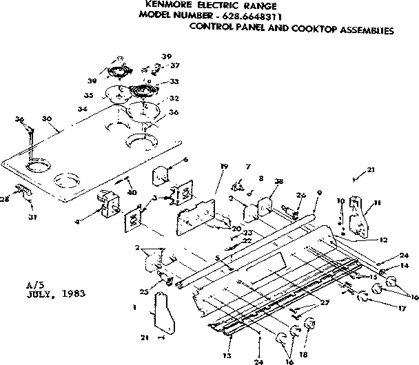 Control panel and cooktop assemblies
