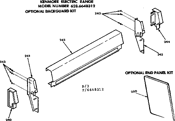 Optional backguard kit/end panel kit