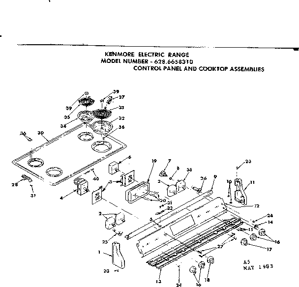 Control panel and cooktop assemblies