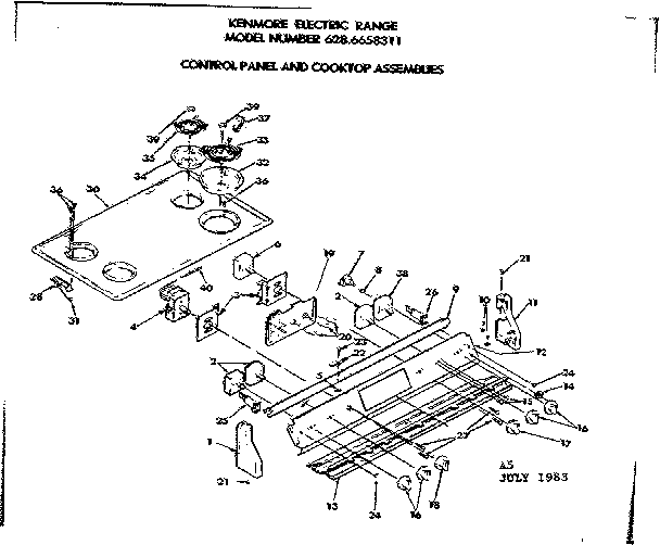 Control panel & cooktop assemblies