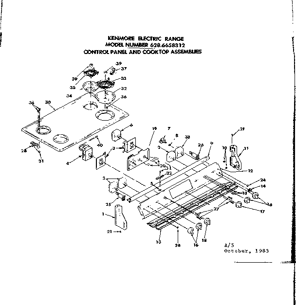 Control panel and cooktop assemblies