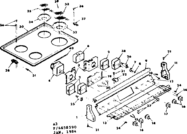 Control panel and cooktop assemblies