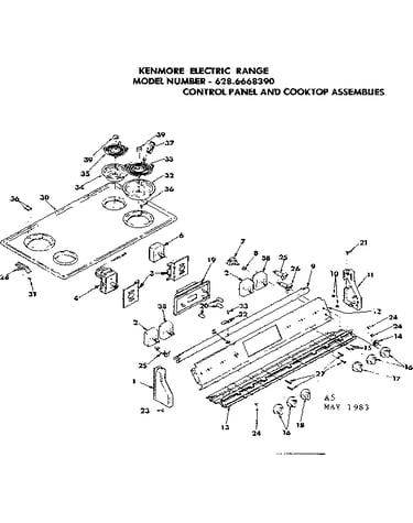 Control panel and cooktop assemblies