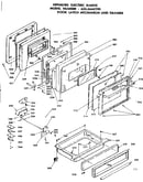 Door, latch mechanism and drawer