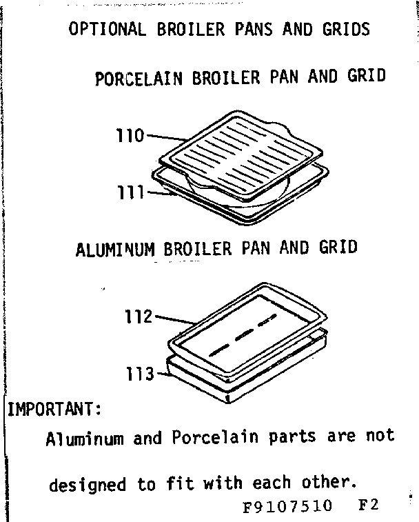 Optional broiler pans and grids