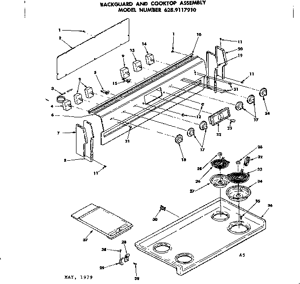Backguard and cooktop assembly