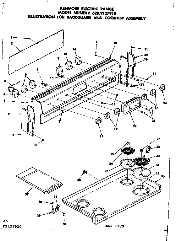 Backguard and cooktop assembly