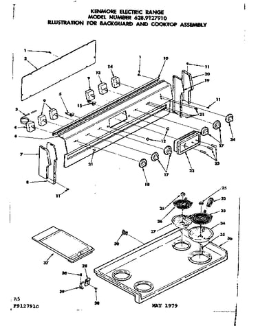 Backguard and cooktop assembly