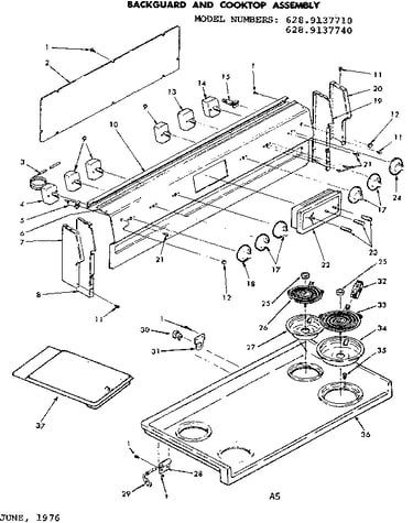 Backguard and cooktop assembly