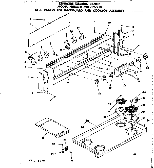 BACKGUARD AND COOKTOP ASSEMBLY