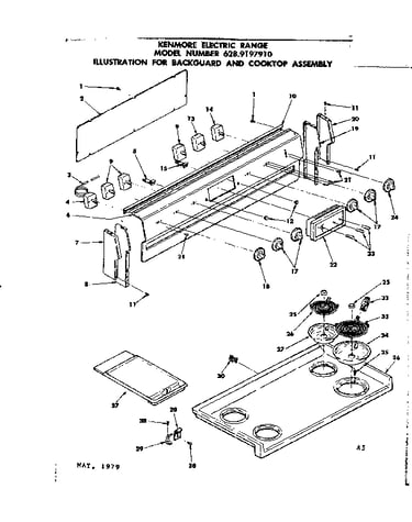 Backguard and cooktop assembly