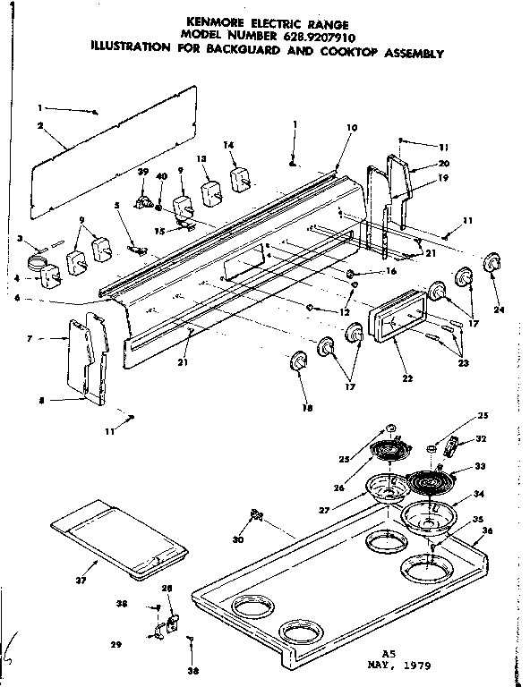 Backguard and cooktop assembly