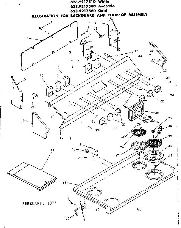 BACKGUARD AND COOKTOP ASSEMBLY