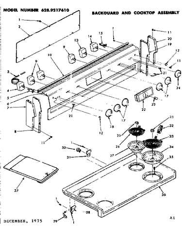 Backguard and cooktop assembly