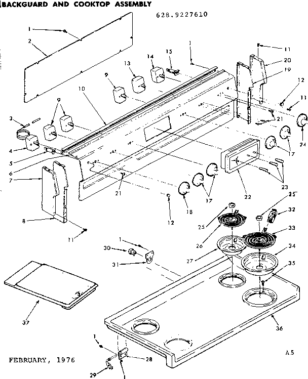 BACKGUARD AND COOKTOP ASSEMBLY