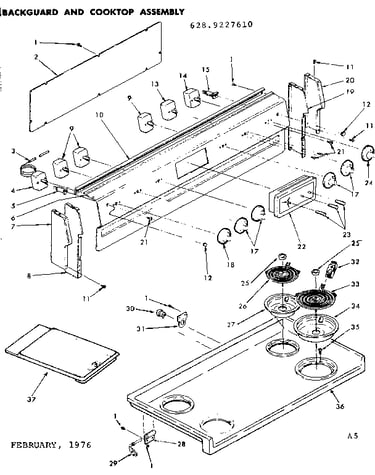 Backguard and cooktop assembly