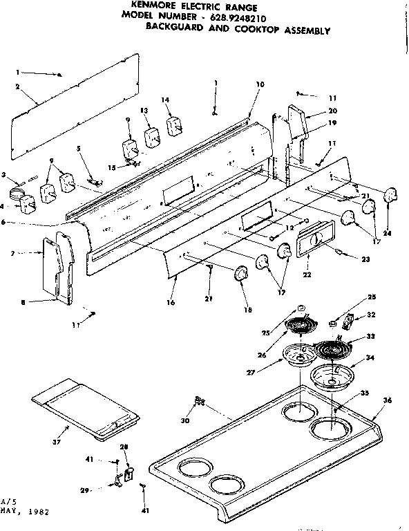 BACKGUARD AND COOKTOP ASSEMBLY