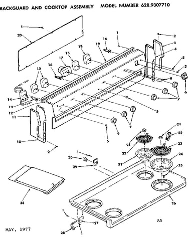 Backguard and cooktop assembly
