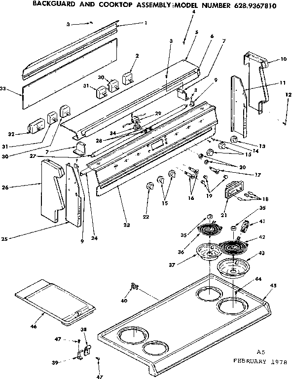 BACKGUARD AND COOKTOP ASSEMBLY