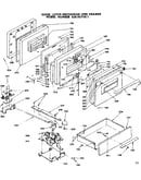 Door, latch mechanism and drawer