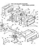 Door, latch mechanism and drawer