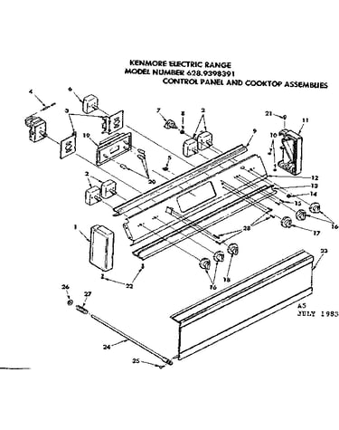 Control panel and cooktop assemblies
