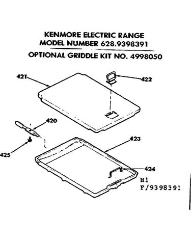 Optional griddle kit no. 4998050