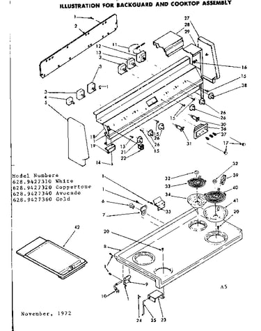 Backguard and cooktop assembly