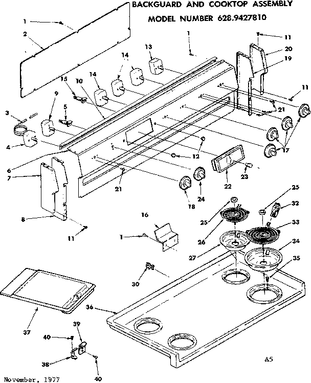 BACKGUARD AND COOKTOP ASSEMBLY