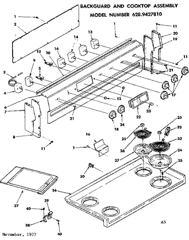 Backguard and cooktop assembly