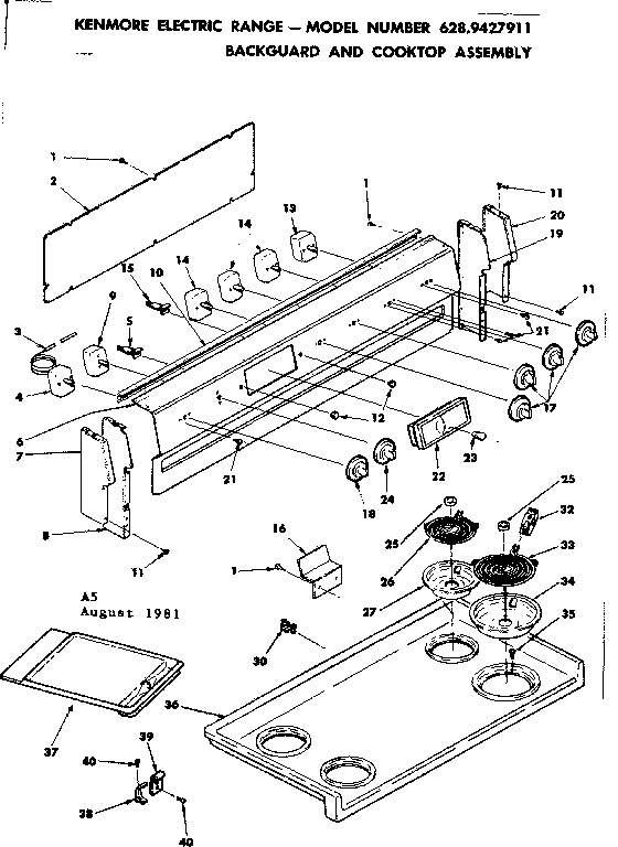 BACKGUARD AND COOKTOP ASSEMBLY