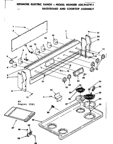 Backguard and cooktop assembly