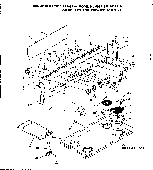 BACKGUARD AND COOKTOP ASSEMBLY