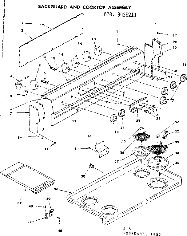 BACKGUARD AND COOKTOP ASSEMBLY