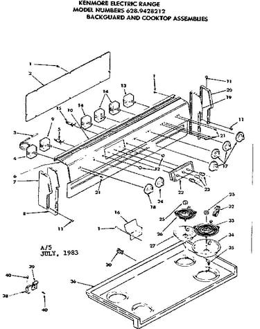 Backguard and cooktop assemblies