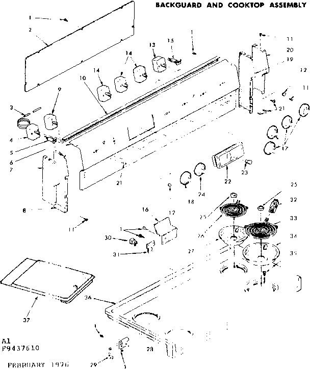 Backguard and cooktop assembly