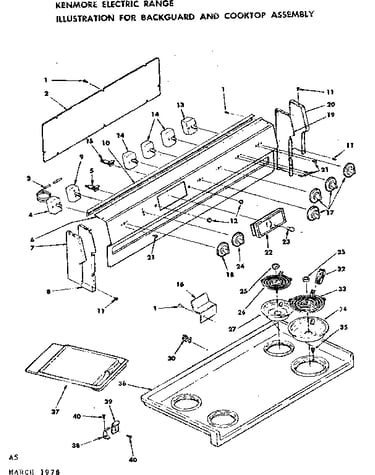 Backguard and cooktop assembly