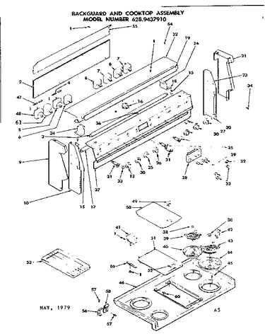 Backguard and cooktop assembly