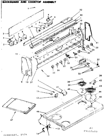 Backguard and cooktop assembly