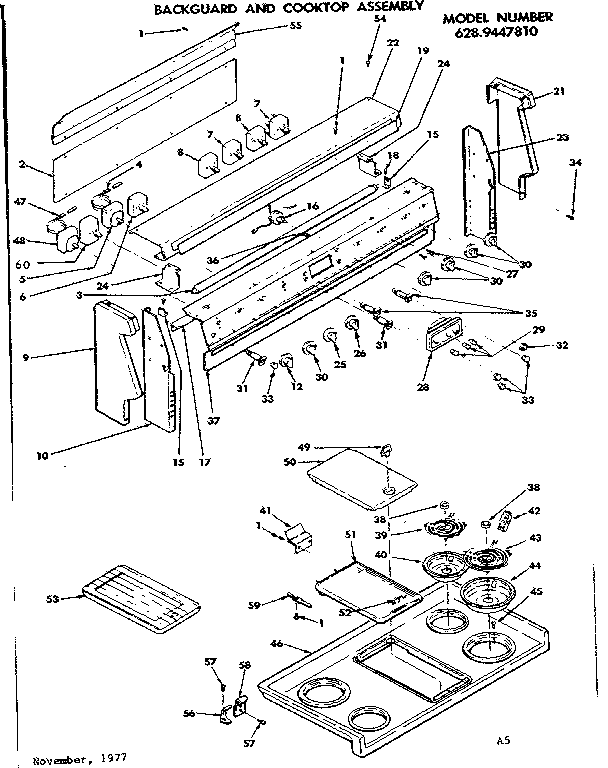 BACKGUARD AND COOKTOP ASSEMBLY