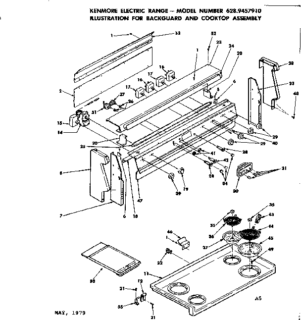 BACKGUARD AND COOKTOP ASSEMBLY