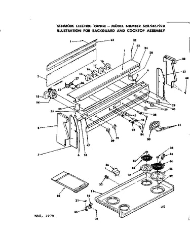 Backguard and cooktop assembly