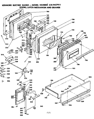 Doors latch mechanism and drawer