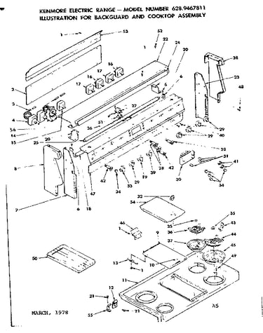 Backguard and cooktop assembly