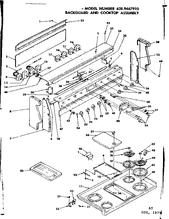 Backguard and cooktop assembly