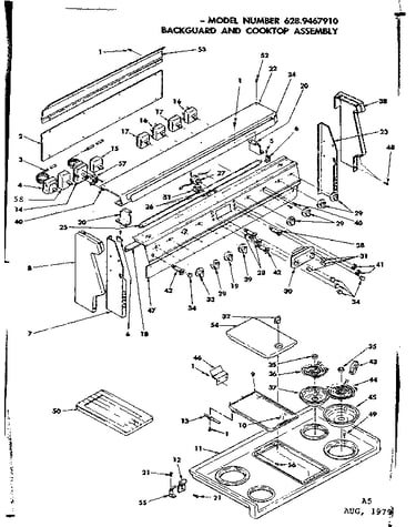 Backguard and cooktop assembly