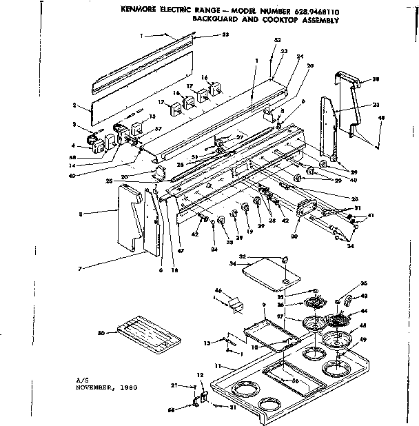 Backguard and cooktop assembly