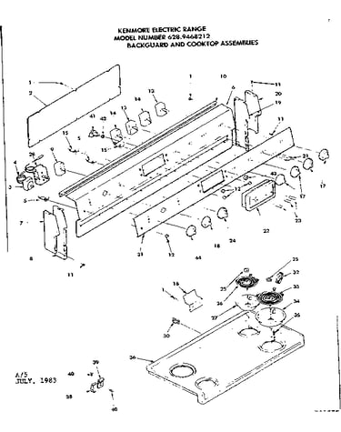 Backguard and cooktop assemblies